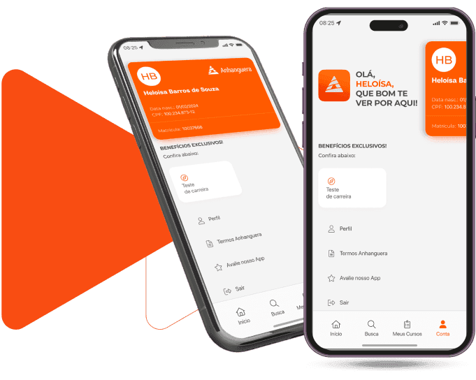 Telas do app Anhanguera